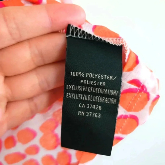 *NWT* rafaella studio Guava Spotted Ruched Ruffle Blouse Size Large - Picture 6 of 7